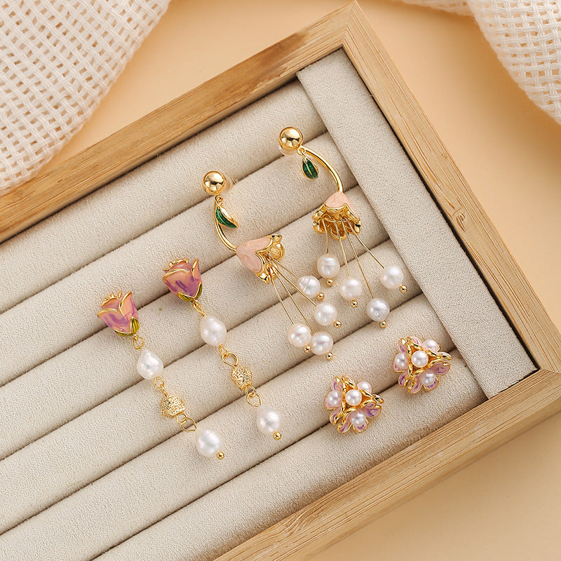 Wholesale  Pearl Earrings Flower Earrings Light Luxury  Ear Jewelry