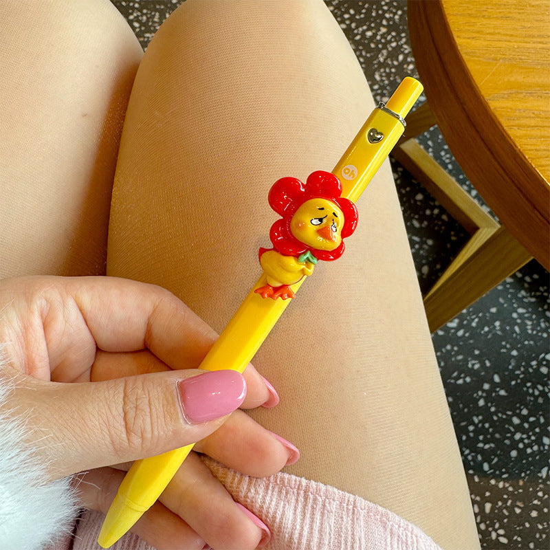 Wholesale Cute Cartoon Yellow Duck with Cute  Heart Student Gel Pen