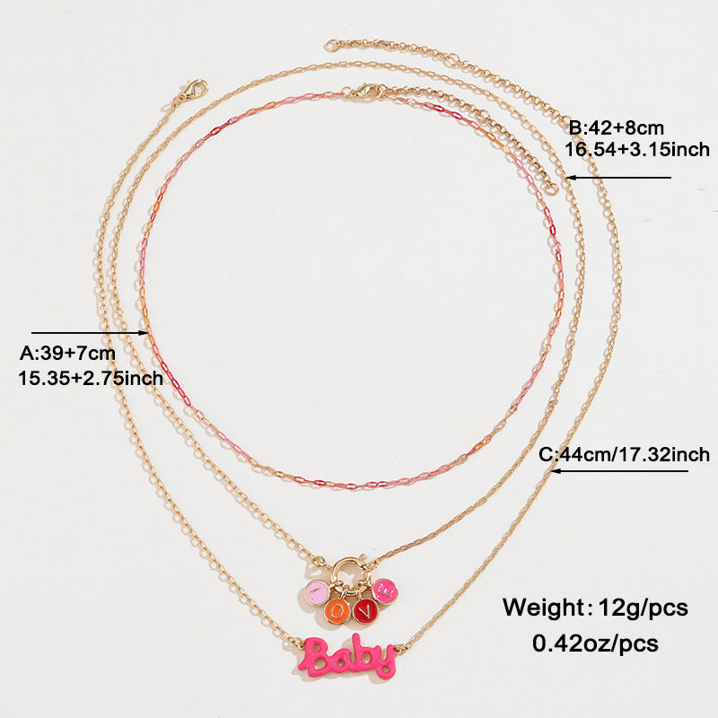 Wholesale Pink Flower Heart Necklace ACC-NE-KJ004