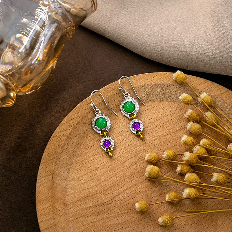 Wholesale Vintage Feather Turquoise Earrings Boho Drop Round Earrings Pearl Earrings Bohemian ACC-ES-MDD012