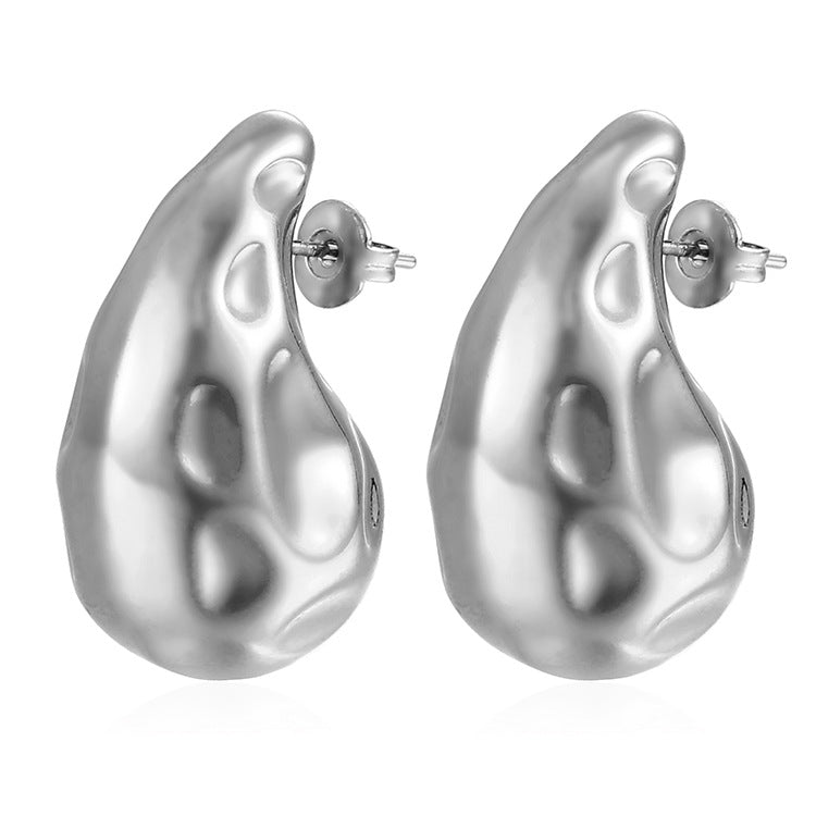 Wholesale Extra Large Teardrop Hollow Stainless Steel Earrings Gold Plated Fashion Accessory for Boutique Resale