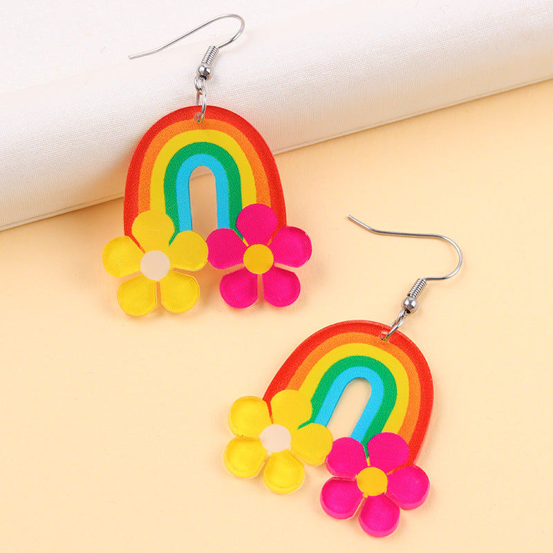 Wholesale Flower Rainbow Slipper Acrylic Earrings