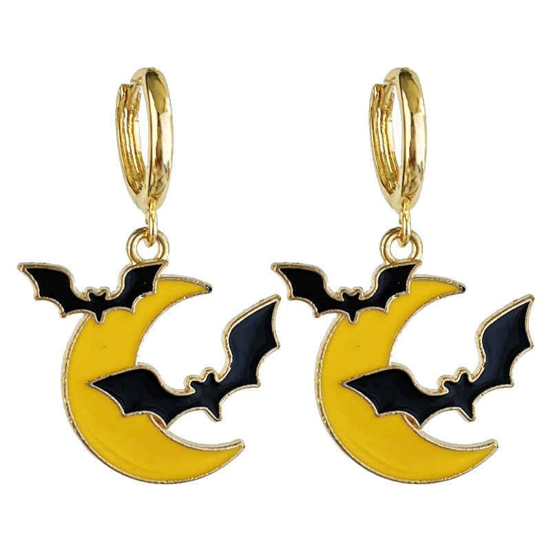 Wholesale 2 Pairs/pack Halloween Ghost Bat Thanksgiving Day Pumpkin Maple Leaf Metal Earrings ACC-ES-HY139