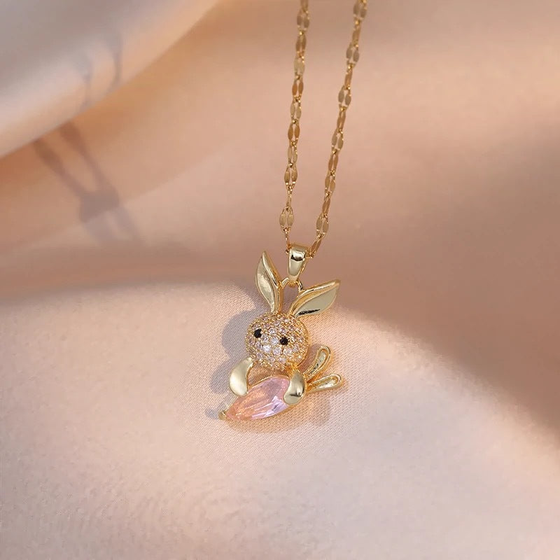 Wholesale titanium steel rabbit light luxury clavicle necklace