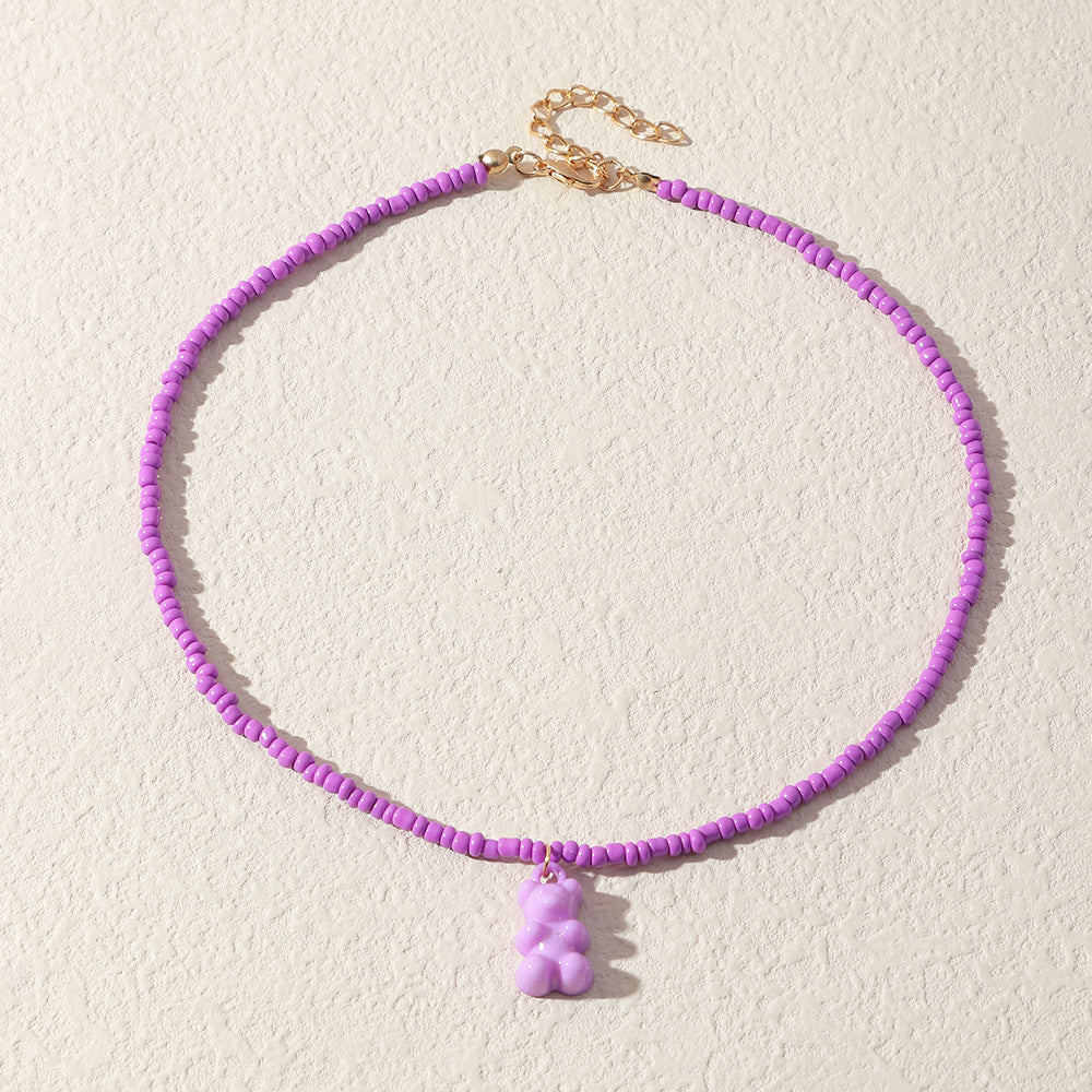 Wholesale Bear Necklace Color Handmade Bead Necklace