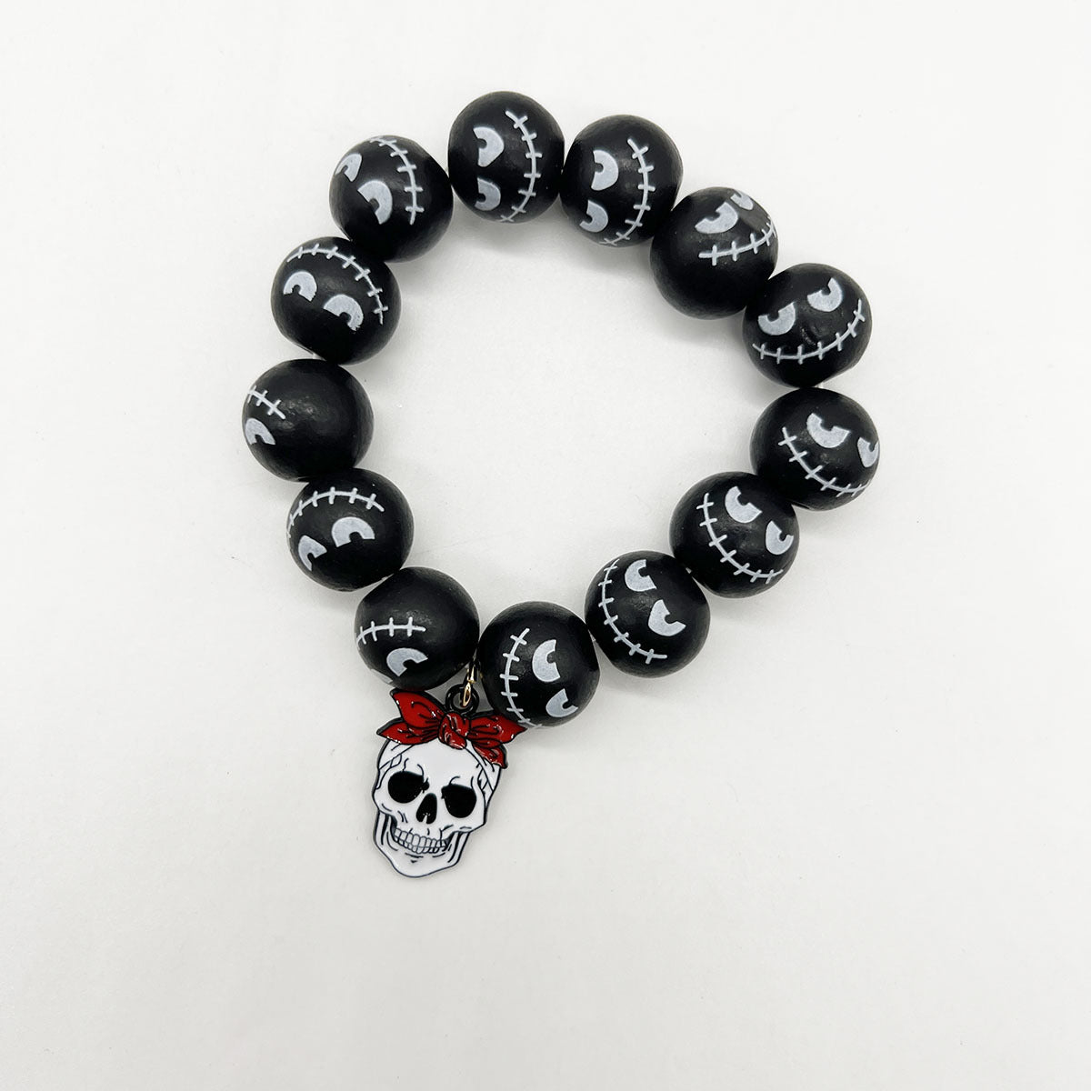 Wholesale Christmas Snowflake Christmas Tree Halloween Orange Wooden Beads Stretch Bracelet ACC-BT-Nanh005