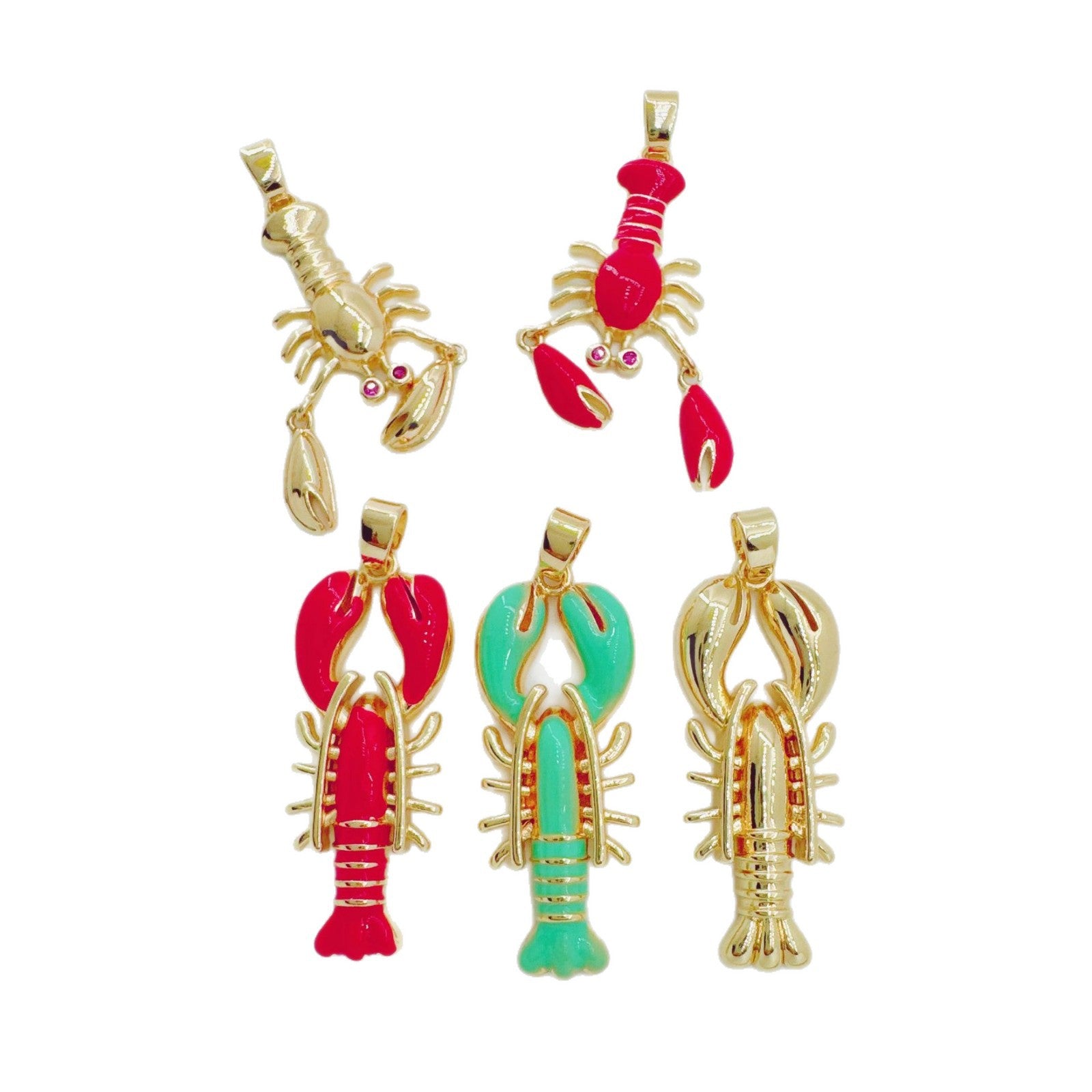 Wholesale Lobster Pendant Necklace Gold Tone Copper Niche Design Jewelry Accessory for Resale