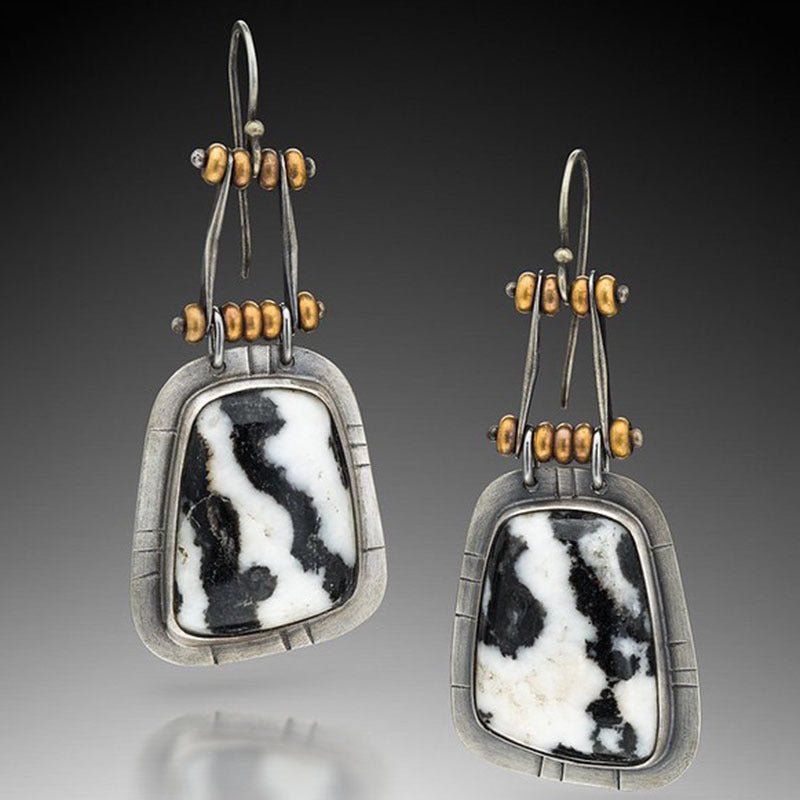 Wholesale  black turquoise vintage color separation earrings