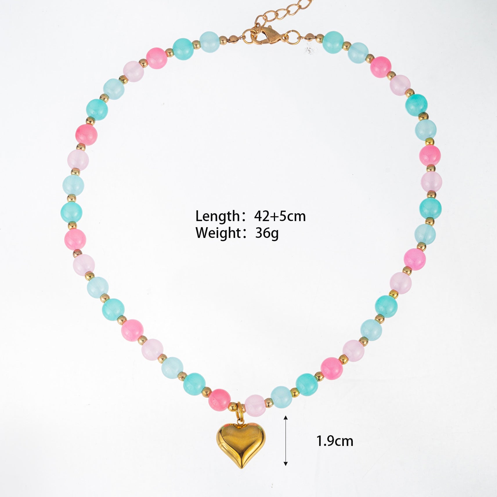 Wholesale Pink Heart Glass Beaded Necklace Fashion Jewelry Accessory For Wedding Proposal Gift