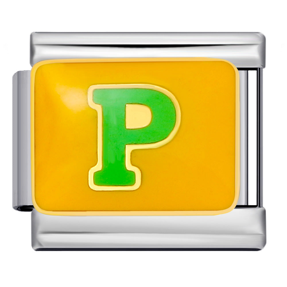 Wholesale Italian Charm Bracelet 9mm DIY colorful drip letter  Creative Stainless Steel Composable Bracelet