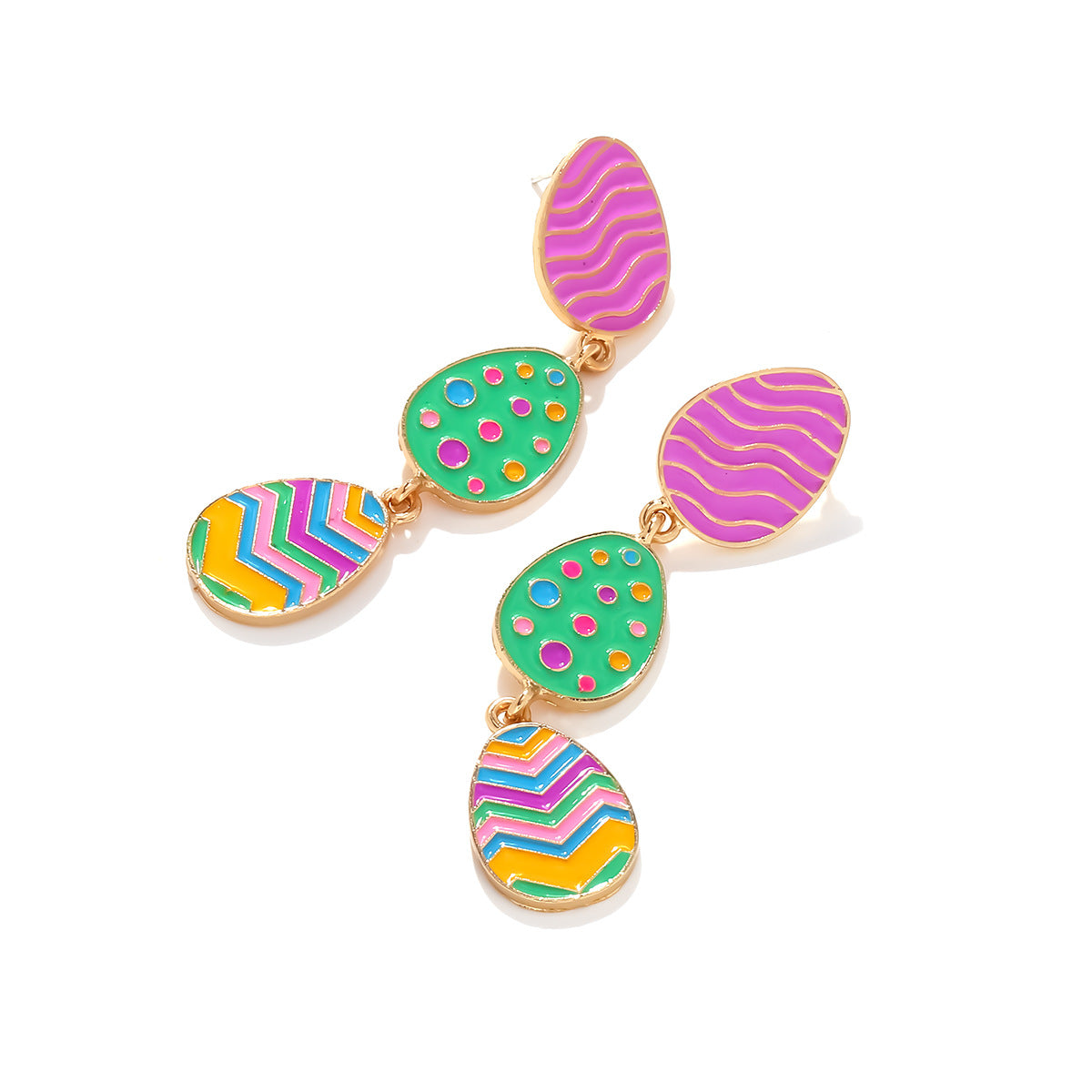 Wholesale Cute Easter Colorful Enamel Three-Layer Mini Egg Pendant