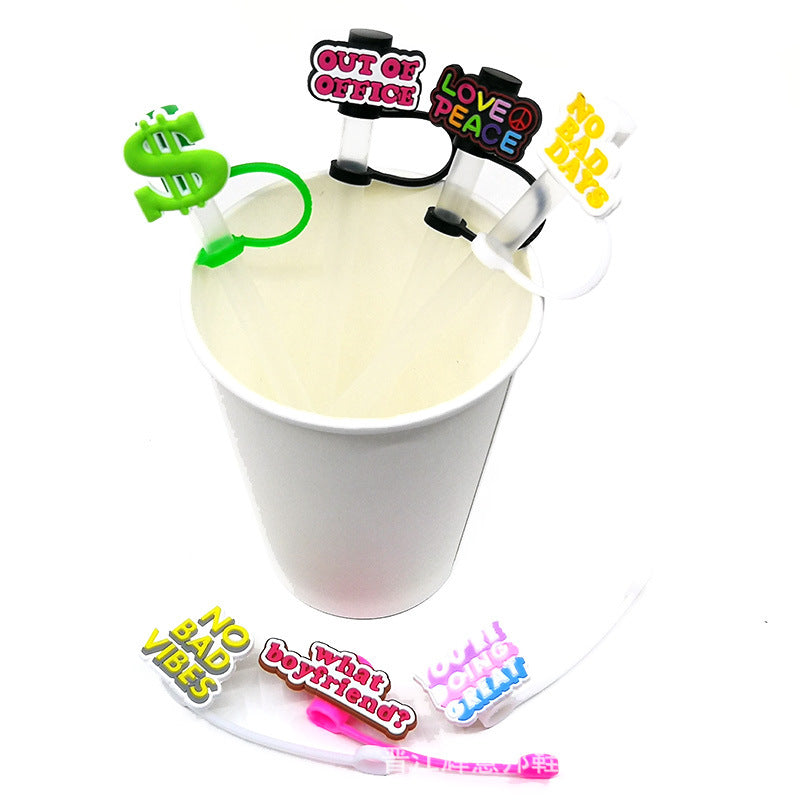 Wholesale 10PCS 7-8mm BOO Creative Silicone Straw Tube Cap Straw Decoration