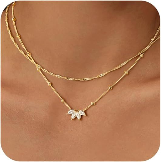Wholesale European American Style Gold-Tone Cubic Zirconia Necklace,  Simple Versatile Boutique Resale Jewelry Accessory