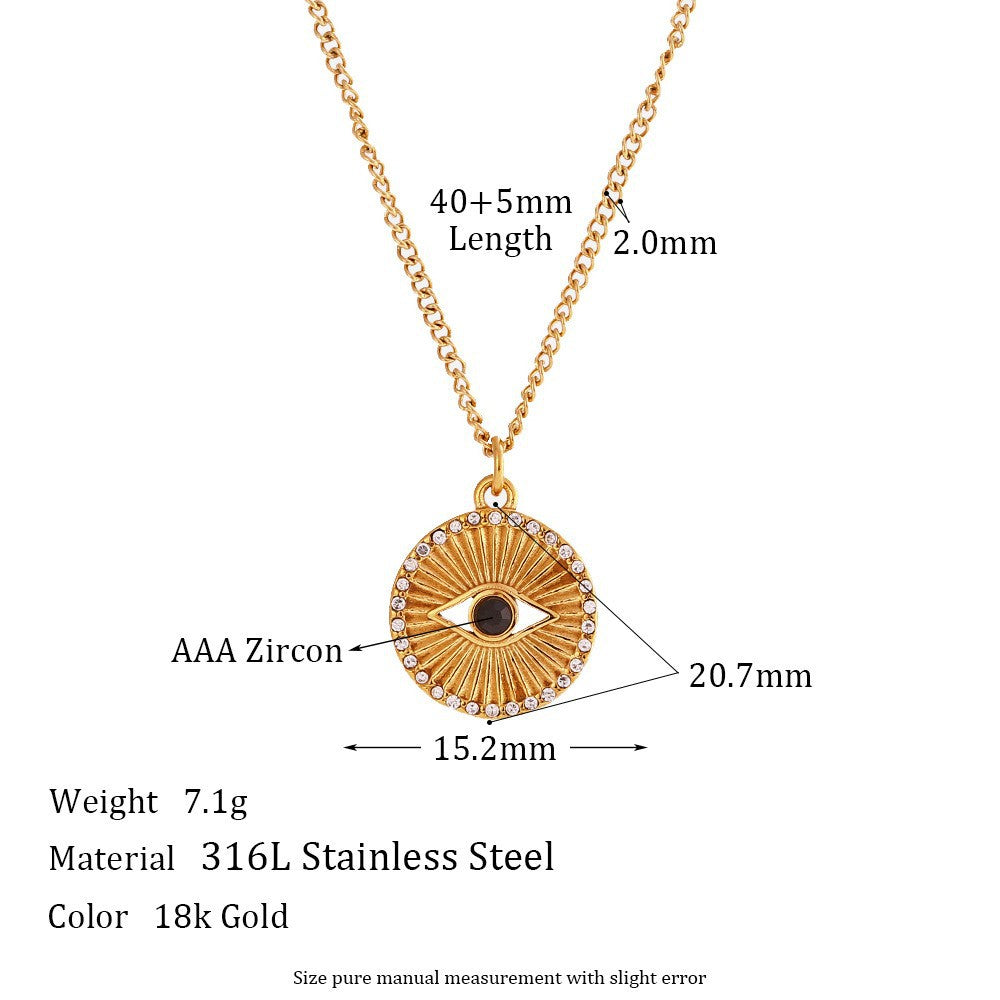 Wholesale O-shaped Chain Sun Moon Star Pendant Titanium Steel Necklace ACC-NE-MengJia001