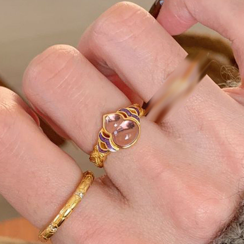 Wholesale Chinese Fine Enamel Ice Penetrating Small Gourd Ring for Women