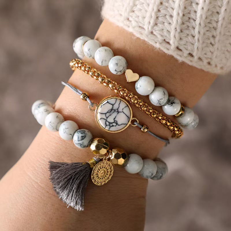 Wholesale Bohemian Hollow Heart Moon Geometric Alloy Bracelet 5-Piece Set Fashion Accessory Gift