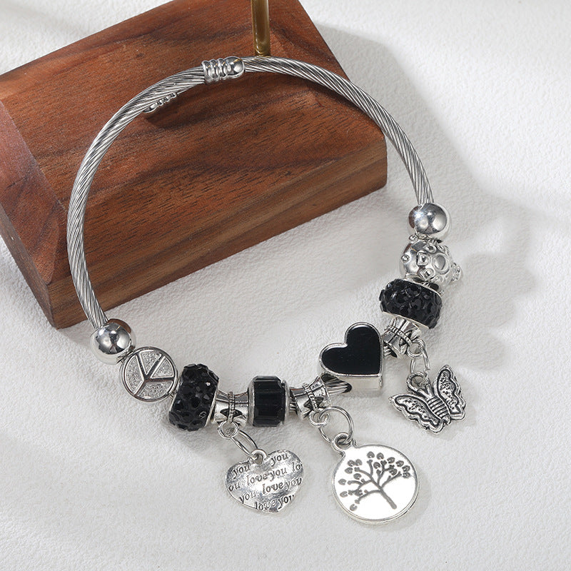 Wholesale DIY Beaded Multi-Element Stainless Steel Rhinestone  Bracelet