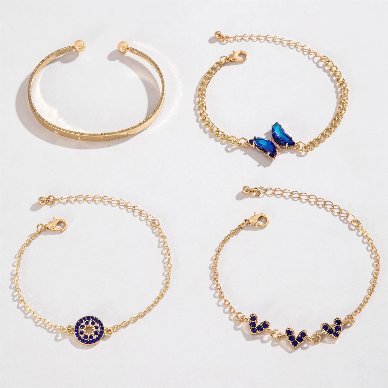 Wholesale crystal butterfly bracelet with diamond heart set