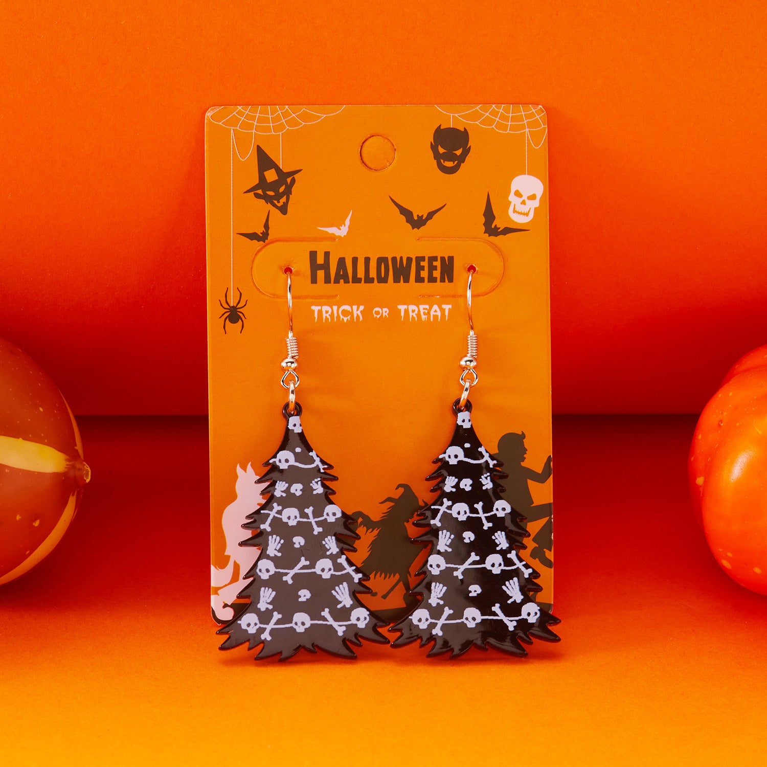 Boucles d'oreilles à fleurs fantômes imprimées en acier inoxydable en gros de l'Halloween