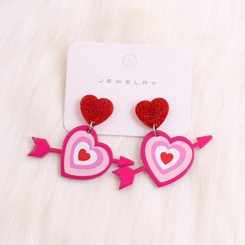 Wholesale Valentine's Day Heart Red Lips Rose Flowers Acrylic Earrings