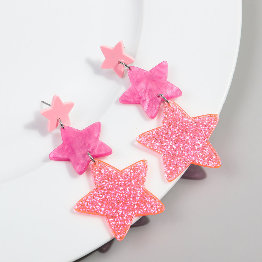 Wholesale Valentine's Day peach heart love glitter acrylic color love earrings