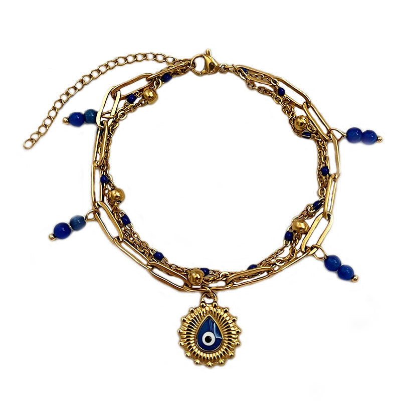 Wholesale  titanium steel Bohemian style double-layer drip chain bracelet