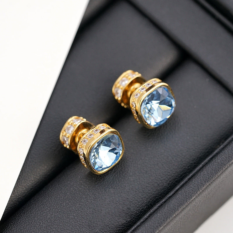 Wholesale  square retro Zircon stud earrings