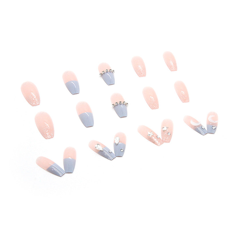 Wholesale 24 Pieces/box Blue Star Moon Nails Kits Nail Stickers