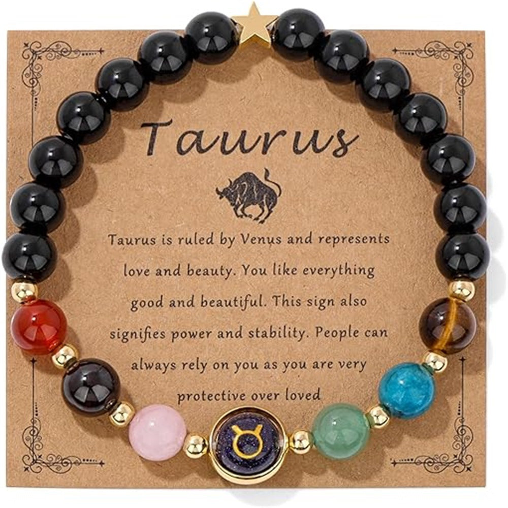 Wholesale Natural stone zodiac beaded bracelet