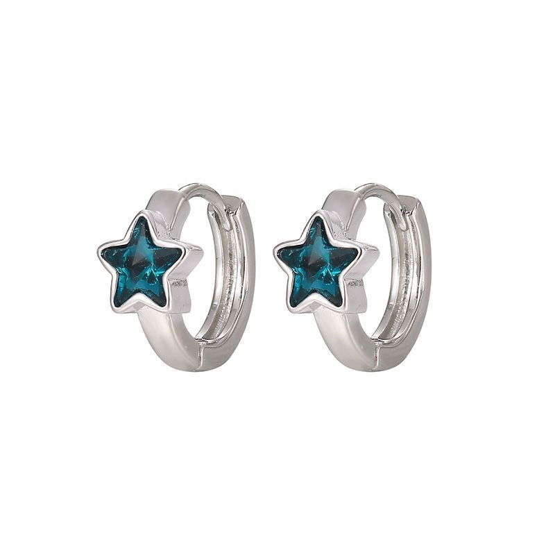 Wholesale  Blue Star Earrings  Hoop Earrings