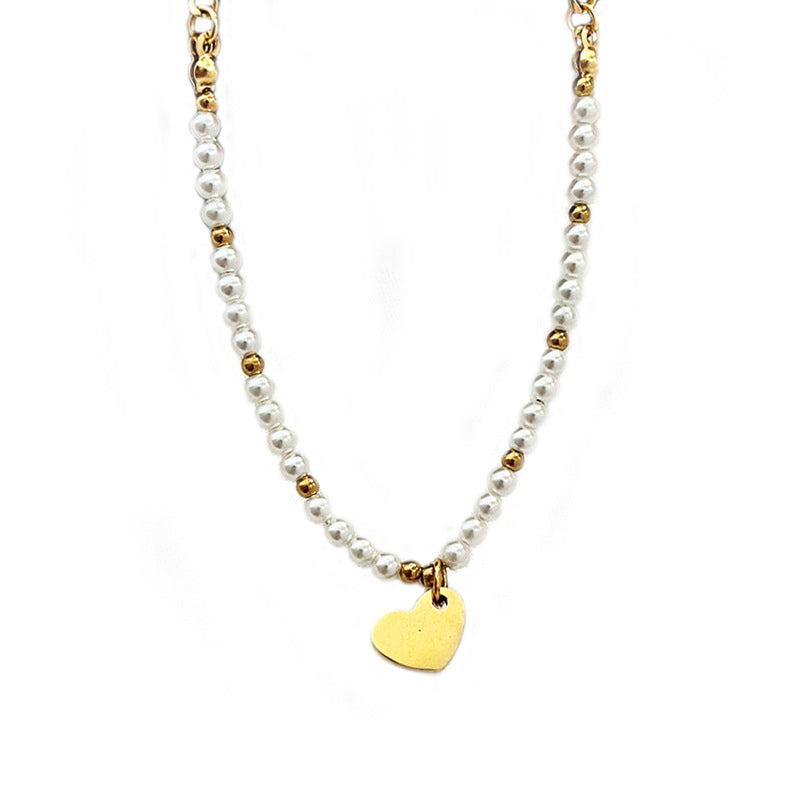 Wholesale stainless steel pearl beaded five-pointed star pendant necklace