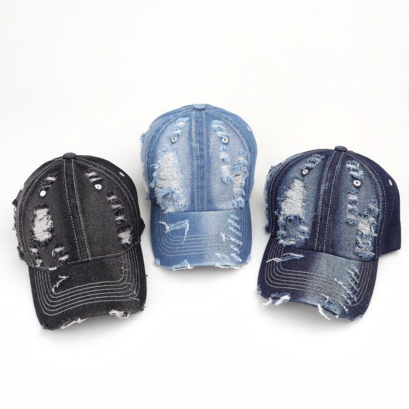 Wholesale Denim Ripped Cotton Caps Baseball Caps ACC-HT-LueLan019
