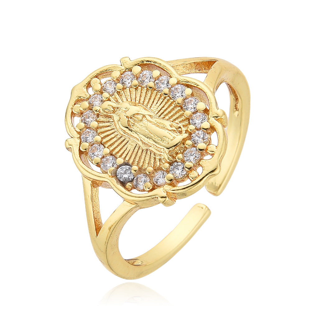 Wholesale Zircon copper plated 18k gold ring