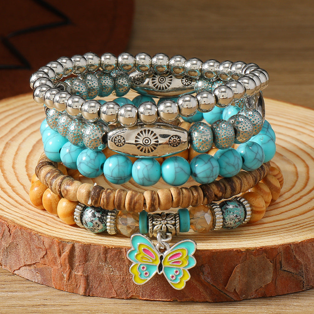Wholesale Western Cowboy Style Turquoise Multi-layer Beaded Bracelet
