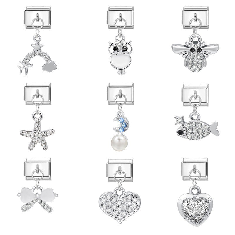 Wholesale Italian Charm Bracelet 9mm DIY Splicing Cute Creative Stainless Steel Composable Bracelet