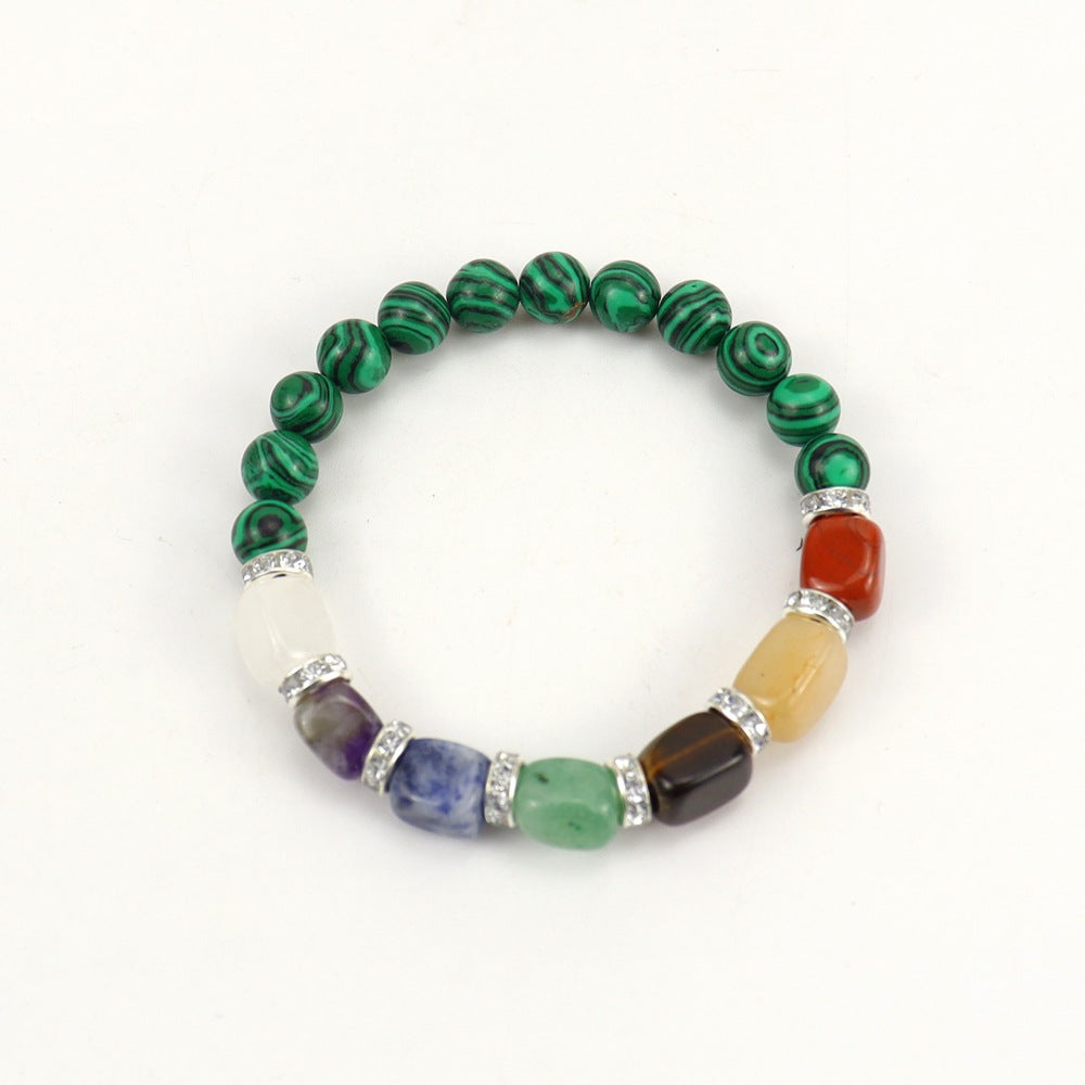 Wholesale Colorful Agate Micro-Paved Diamond Synthetic White Pine Tiger Eye Stone Pink Chalcedony Volcanic Stone Beaded Bracelet