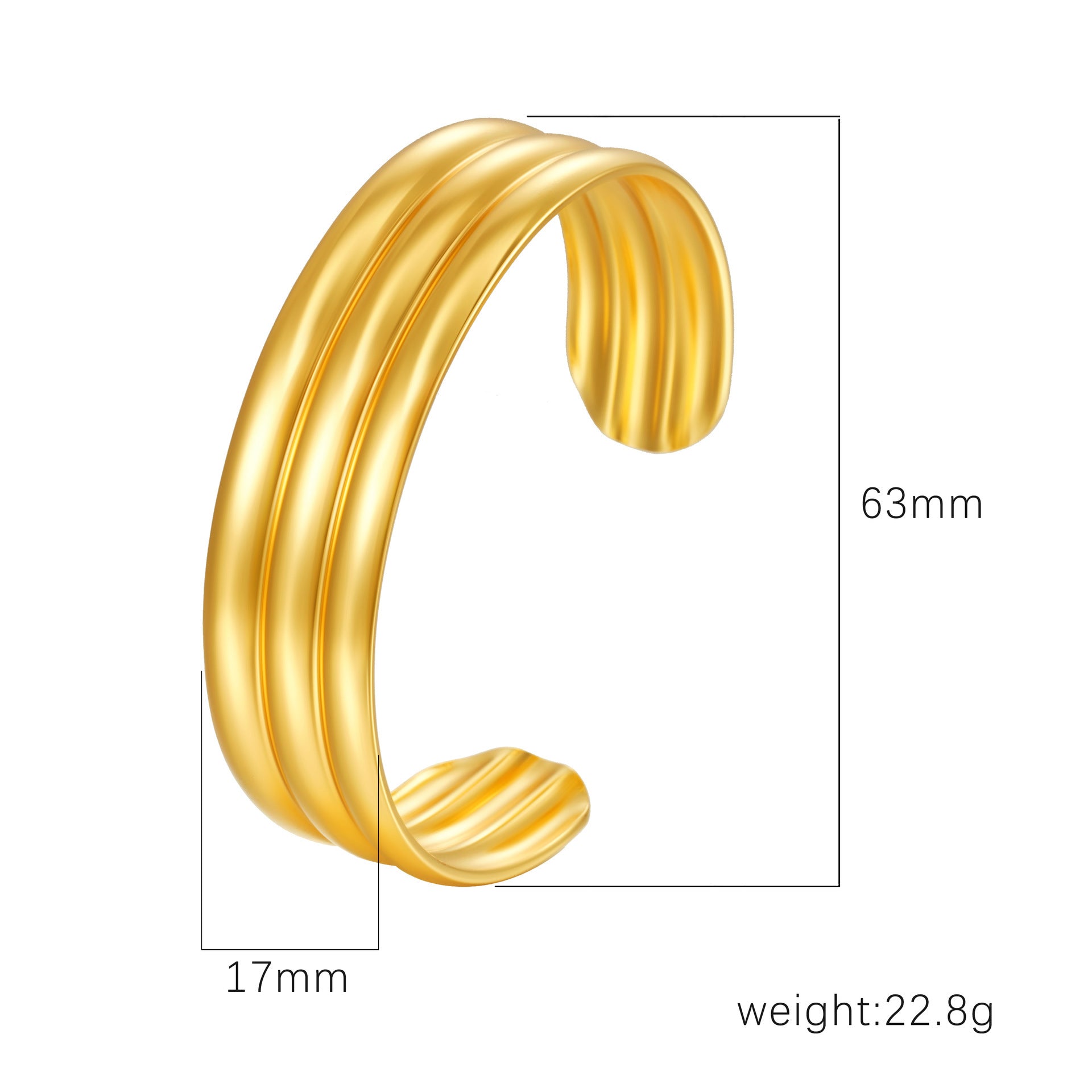 Wholesale Stainless Steel Open C Shape Bangle 18K Gold Plated Fashion Jewelry for Gift Boutique Resale