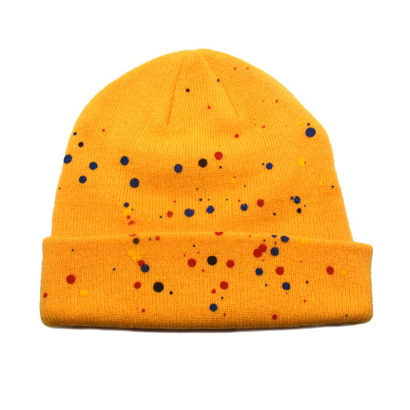 Wholesale  colorful polka dot graffiti knitted hat