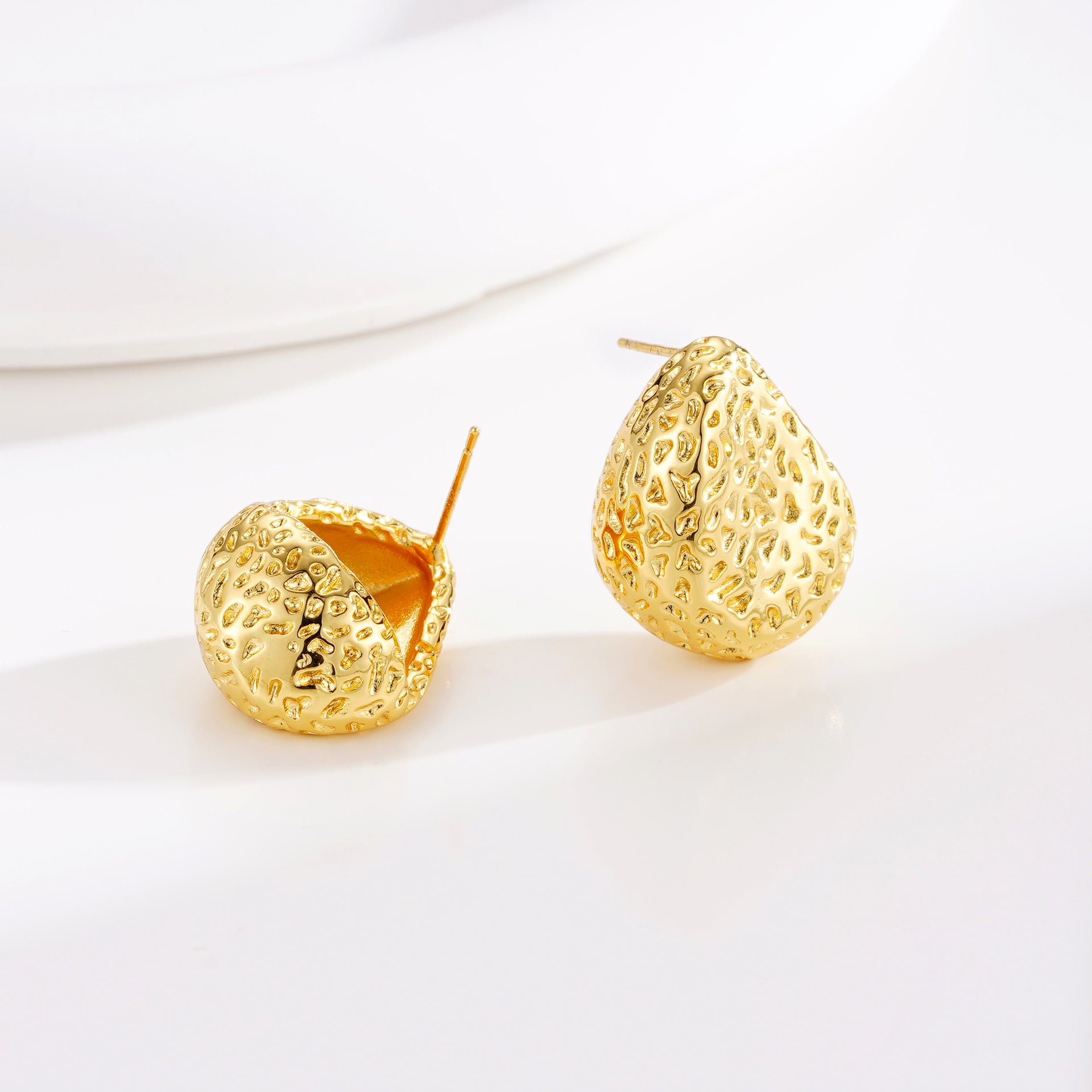 Wholesale  Irregular Lava Irregular  Plated Drop Earrings