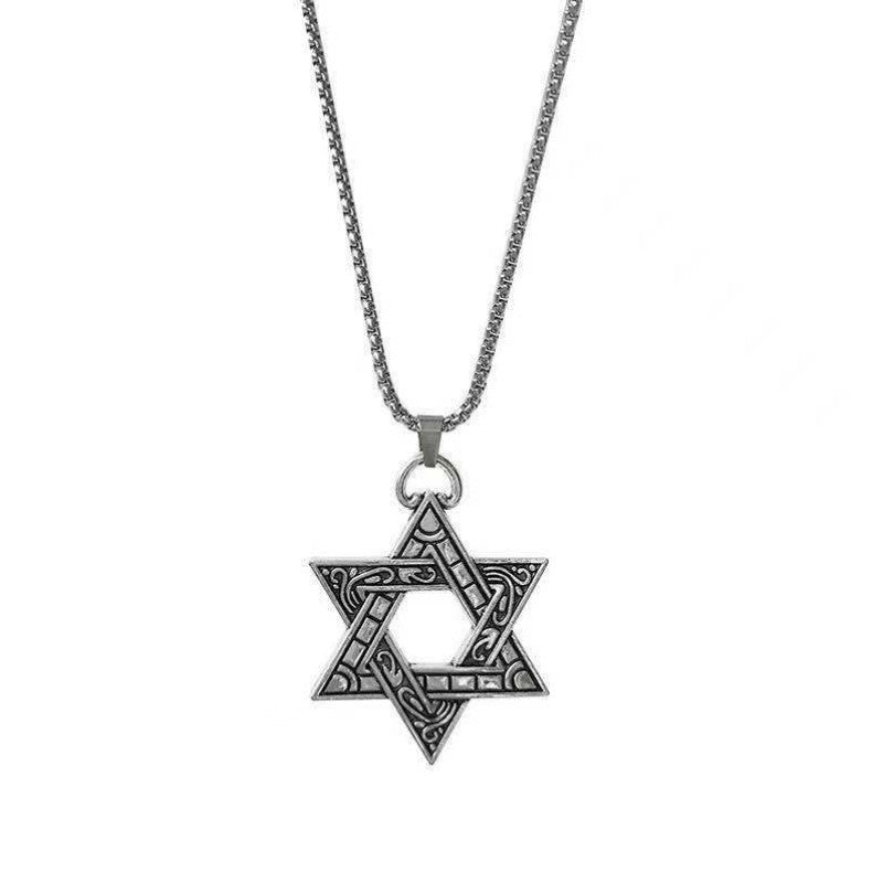 Wholesale Six-pointed Star Necklace Men's Sweater Necklace ACC-NE-Hany002