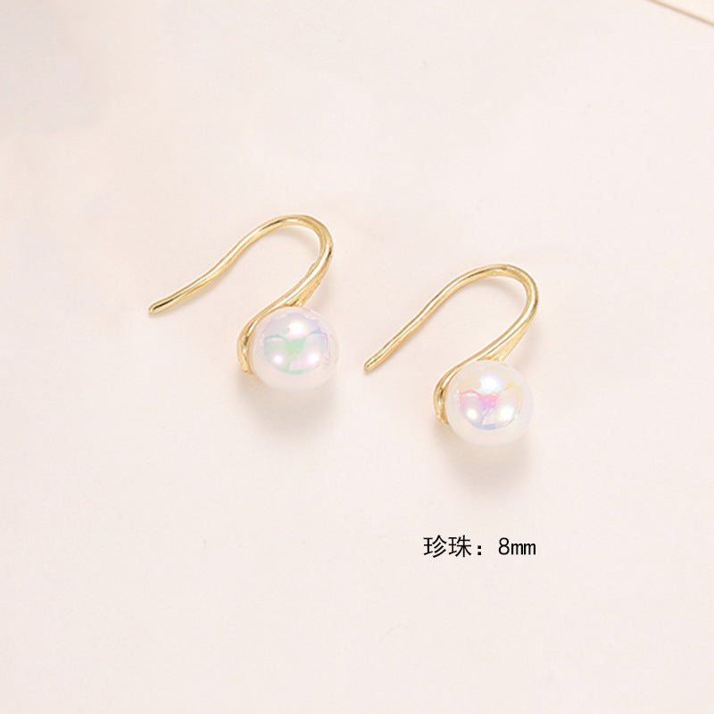 Wholesale pearl retro round shiny ear hooks earrings