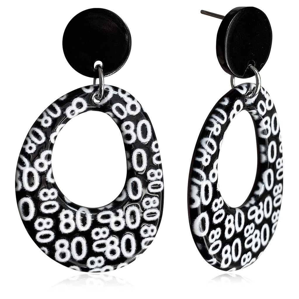Wholesale black and white polka dot geometric diamond acrylic earrings