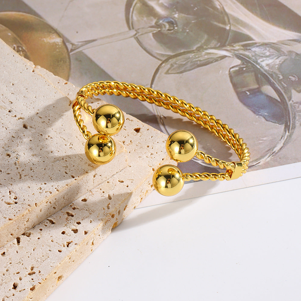 Wholesale Beads Twist Woven Open Women' s Bracelet