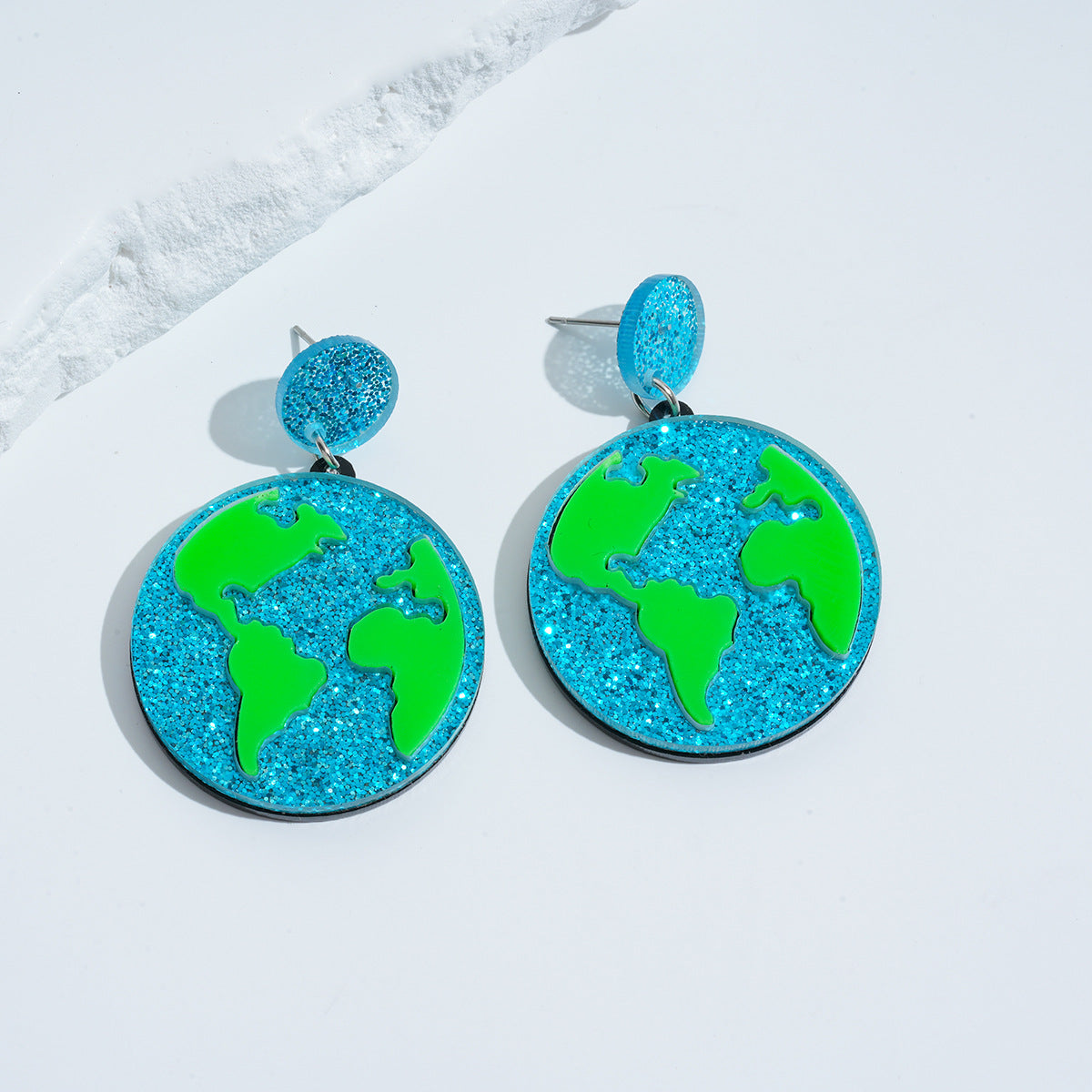 Wholesale  earth environmental protection glitter acrylic round ladies earrings