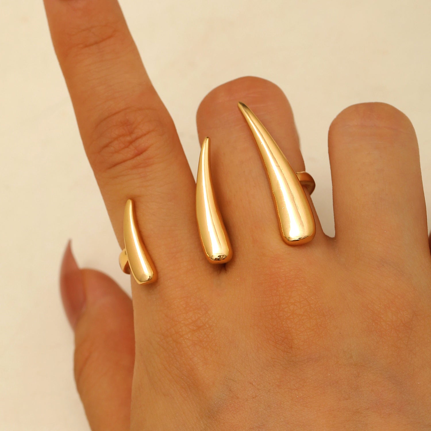 Wholesale geometric minimalist glossy teardrop ring