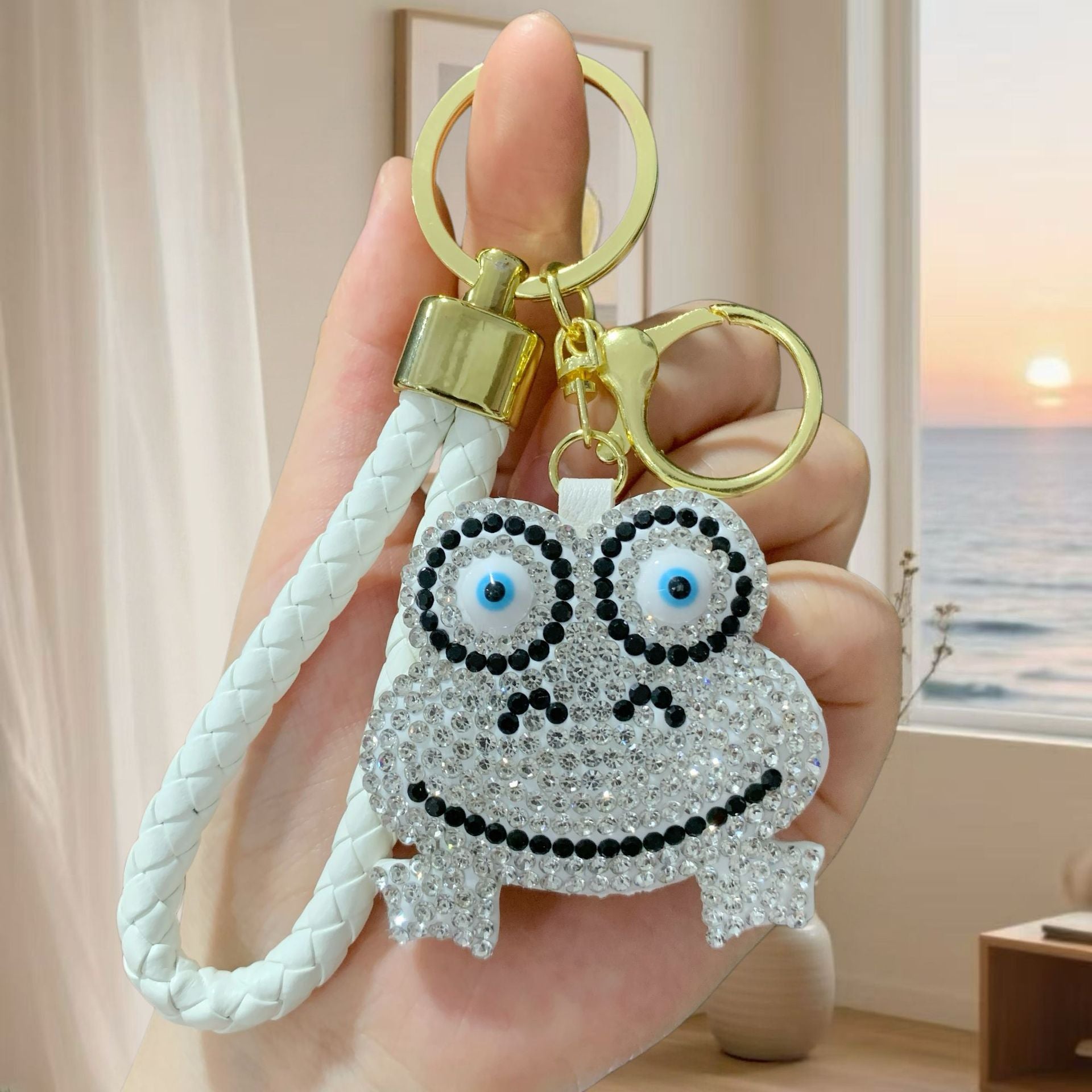 Wholesale Rhinestone Frog Keychain Full Diamond Leather Pendant Wedding Gift Fashion Accessory