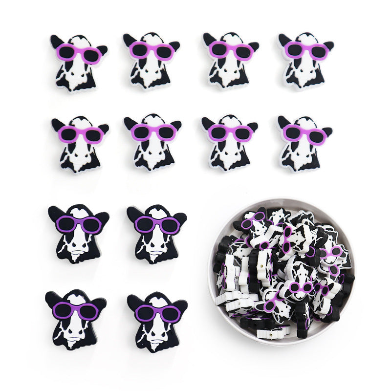 Wholesale 10pcs Cow Silicone Beads Focal Beads DIY Beading Accessories ACC-BDS-JIaHao010