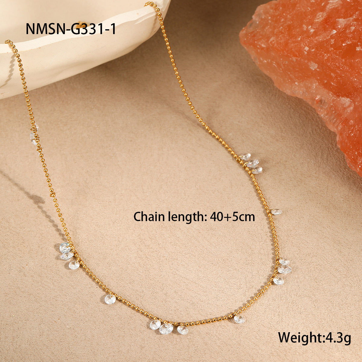 Großhandel Farbe Zirkon Serie Edelstahl Halskette Armband