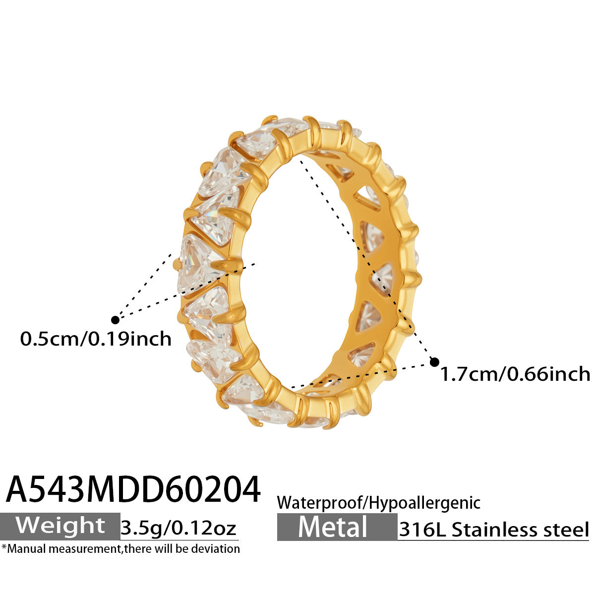 Wholesale Chic Stainless Steel Claw Set Triangle Zirconia Ring Everyday Wear Fashion Jewelry Accessory