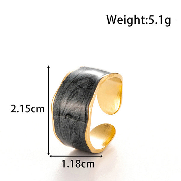 Wholesale Titanium Steel Oil Dropping Wave Adjustable Opening Ring